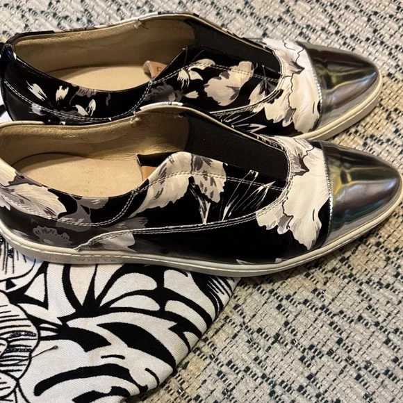 Ron White Black and Silver Floral Women's Sneakers - Picture 4 of 9